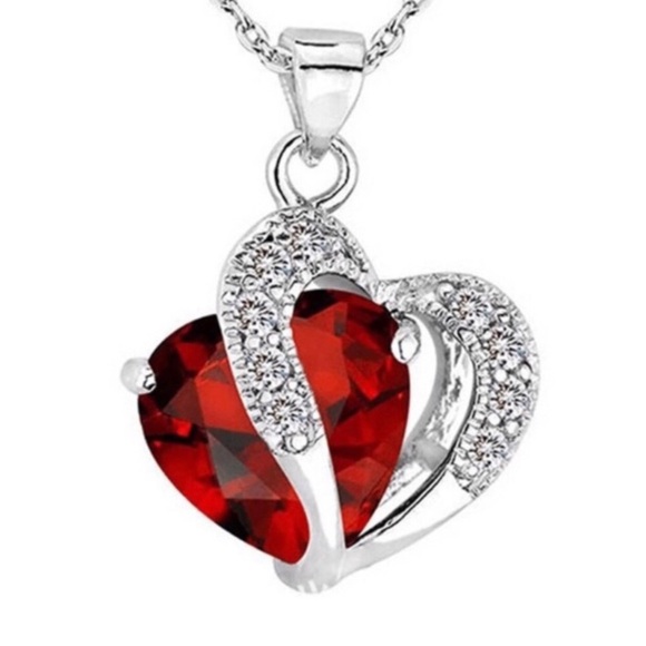 Jewelry - Heart-Shaped Red Crystal Pendant Necklace